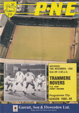 Preston North End v Tranmere Rovers Match Programme 1988-11-19